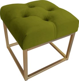 Pufa CHESTERFIELD tkanina Welur loft ławka podnóżek metal : Kolor Stelaża - Złoty, Kolor tkaniny - VELVET - BL75, Typ tkaniny - Velvet