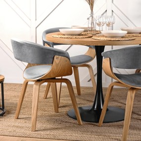 Krzesło Tapicerowane z Drewna Giętego GARY Dąb Złoty/Szare Nowoczesne Loft