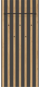 Antracytowo-naturalny panel z wieszakami do przedpokoju w dekorze dębu 64x148x14 cm Renell – Germania