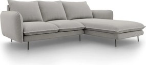 Jasnoszara sofa narożna Cosmopolitan Design Vienna, prawostronna