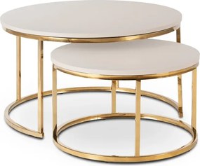Zestaw Stolików Kawowych APULIA MAX 60 cm/80 cm Kaszmir/Złoty Glamour