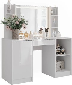 Stół toaletowy biały/biały wysoki połysk 128.2x50.1x76 sherry