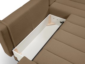 Masseno Narożnik GIOIA z funkcją spania i pojemnikiem na pościel Narozniki L, Rozkładana sofa - Brązowy, LAMBI 4
