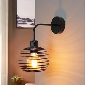 NETTLIFE vintage kinkiet lampa wewnętrzna lampa ścienna retro czarna lampa do przedpokoju E27