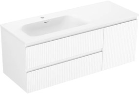 Mexen Rivel szafka łazienkowa 120 cm z umywalką Vela lewą, 2S, 1D, ryflowana, biała mat - 91A23-12047-3-BBFFF01-W23L01