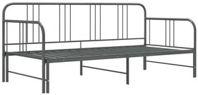 Szare rozkładane metalowe łózko 90x200 cm - Travelo