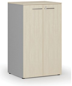 Szafa biurowa z drzwiami PRIMO GRAY, 3 półki, 800 x 640 x 1335 mm, szary/brzoza