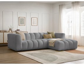 Jasnoszary narożnik (prawostronny/z szezlongiem) Talia – Bobochic Paris