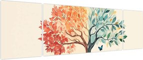 Obraz – Podwójne drzewo z motylem (170x50 cm)