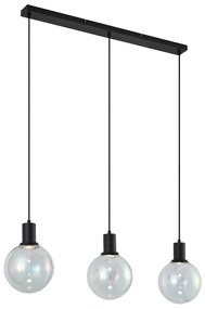 Designerska lampa wisząca czarna z tęczowym szkłem prostokątna 3-źródła światła - Mallon