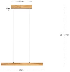 Lampa wisząca LED 60 cm z drewna jesionowego w stylu rustykalnym L60KB