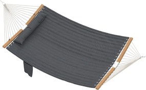 Outsunny Hamak zewnętrzny 200x140 cm, dwuwarstwowy hamak z poduszką, kieszenią na magazyny i drewnianymi poprzeczkami, do 200 kg | Aosom PL