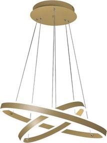 Lampa wisząca LED Palau 108 W 3000 K, ściemnialna, Ø60 i Ø40 cm, matowe złoto, dwa pierścienie z metalu i metakrylanu