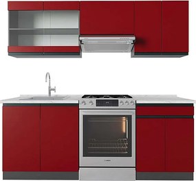 Aneks kuchenny czerwony/antracyt 200x60x81.6 r-line