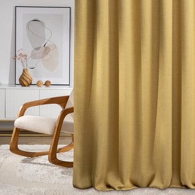 Zasłona zaciemniająca na taśmie marszczącej blackout strukturalny musztardowy 140 x 280 cm 1 szt.