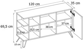 Nowoczesna komoda lewostronna w stylu loft dąb craft różowa