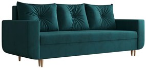 Welurowa rozkładana sofa w kolorze morskim N2-C97