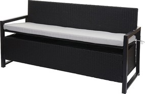 Ławka 3-osobowa z polirattanu MCW-F39, antracyt, szare poduszki