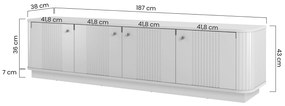 Szafka RTV Vesper 4D 187 cm - kaszmir / złote uchwyty