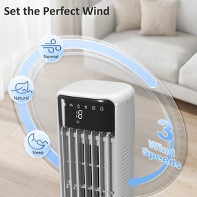 HOMCOM Przenośny klimatyzator, 3-w-1 klimatyzator parowy z 9-litrowym zbiornikiem na wodę, oscylacja 48°, 3 prędkości, 3 tryby, biały | Aosom PL