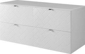 Meble łazienkowe, Biały Mat, 120 x 57 x 46 cm, uchwyty srebrne