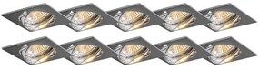 Nowoczesny kinkiet montowany w suficie chromowany uchylny zestaw 10 sztuk - Edu