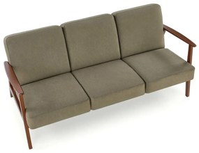 Sofa MILANO 3S oliwkowa/orzech trzyosobowa HALMAR