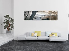 Obraz łodzi na jeziorze (170x50 cm)
