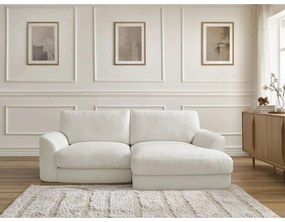 Biały narożnik z materiału bouclé (prawostronny/z szezlongiem) Leonore – Bobochic Paris