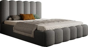 Łóżko tapicerowane MONA V DomoHome, elegancka rama ze zintegrowaną skrzynią, wysokiej jakości tkanina, 200x200 cm, SZARY