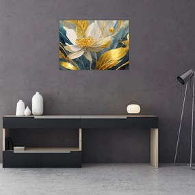 Obraz na szkle - Malowanie złotych kwiatów (70x50 cm)