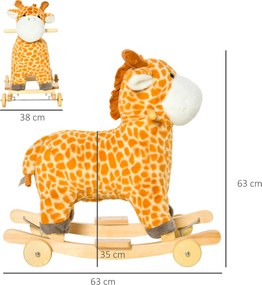 HOMCOM Koń na biegunach 2 w 1 zwierzak na biegunach huśtawka dla dzieci zabawka dzieci dźwięki kółko pieniądze