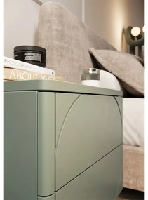 Szafka nocna z dwoma szufladami Sonatia II na nogach kulach 45 cm - oliwka