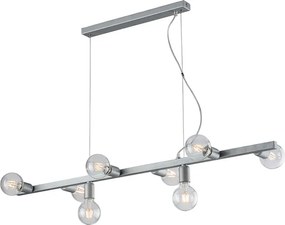 Lampa wisząca Fabian z żelaza lakierowanego na biało i srebrno, 8 świateł, dł. 121 x 16 cali, BL293-8-ARG