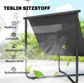Outsunny Fotel Lounge Outdoor Ergonomiczny fotel ogrodowy z przyjazną dla skóry poduszką Szerokie siedzisko Stalowy stelaż Ciemnoszary | Aosom PL
