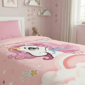 Kvalitex Dziecięca pościel bawełniana Unicorn różowy, 140 × 200 cm, 70 × 90 cm
