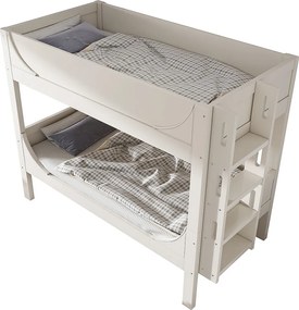 Łóżko piętrowe 90x200 cm - ze schodkami i stelażem - białe - bez materaca