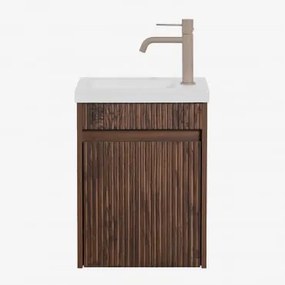 Zestaw Wiszących Mebli Łazienkowych Zintegrowany Z Umywalką Narek Ciemna Czerń & Bezlusterkowiec & Mokka Brąz - Sklum