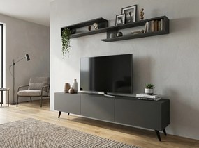Szafka RTV MIYA 150 cm z półką ścienną, antracytowy