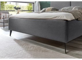 Szare tapicerowane łóżko dwuosobowe ze schowkiem ze stelażem 180x200 cm Lando – Meise Möbel