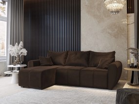 Masseno Narożnik MADISON z funkcją spania i pojemnikiem na pościel Narozniki L, Rozkładana sofa - Brązowy, KRONOS 06