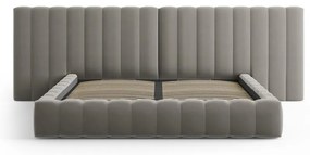 Szare tapicerowane łóżko dwuosobowe ze schowkiem i stelażem 200x200 cm Gina – Milo Casa