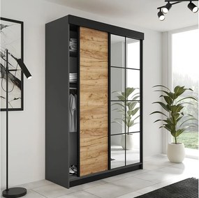 Szafa Przesuwna LAMARO 138 Grafit/Dąb Craft