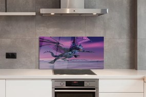 Szklany Panel Smok na tle Tęczowego Nieba