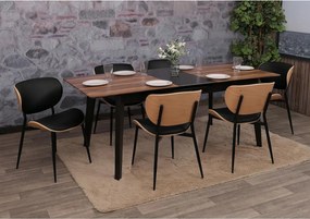 Krzesło do jadalni MCW-O45 (zestaw 6 sztuk),  naturalny, czarny