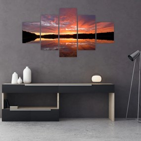 Obraz - Zachód słońca nad jeziorem (125x70 cm)