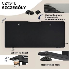 Regulowane biurko biurowe FLEXI, 160x75x72–117cm, czarne Casaria