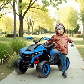 AIYAPLAY Elektryczny Quad dla Dzieci, 3-6 km/h, Oświetlenie LED, Muzyka, USB, dla Dzieci 3-8 Lat, Niebieski