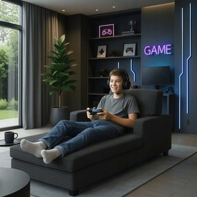 Fotel Wypoczynkowy Sofa NEO Szary Sztruksowy Nowoczesny