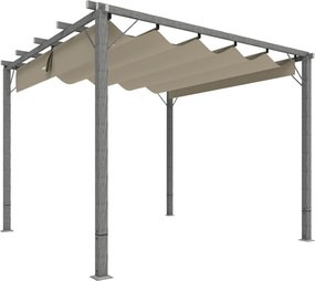 Outsunny Pergola Ogrodowa 3 x 3 m, Regulowane Zadaszenie Tarasu, Ramka z Aluminium, Ochrona UPF30+, Szary